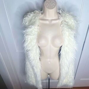 World Market Shaggy Fur Vest Cream One Size